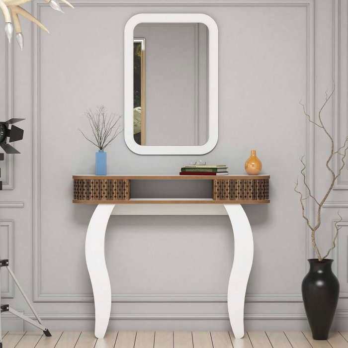 Hanah Home Damla - Aparador Blanco con Espejo